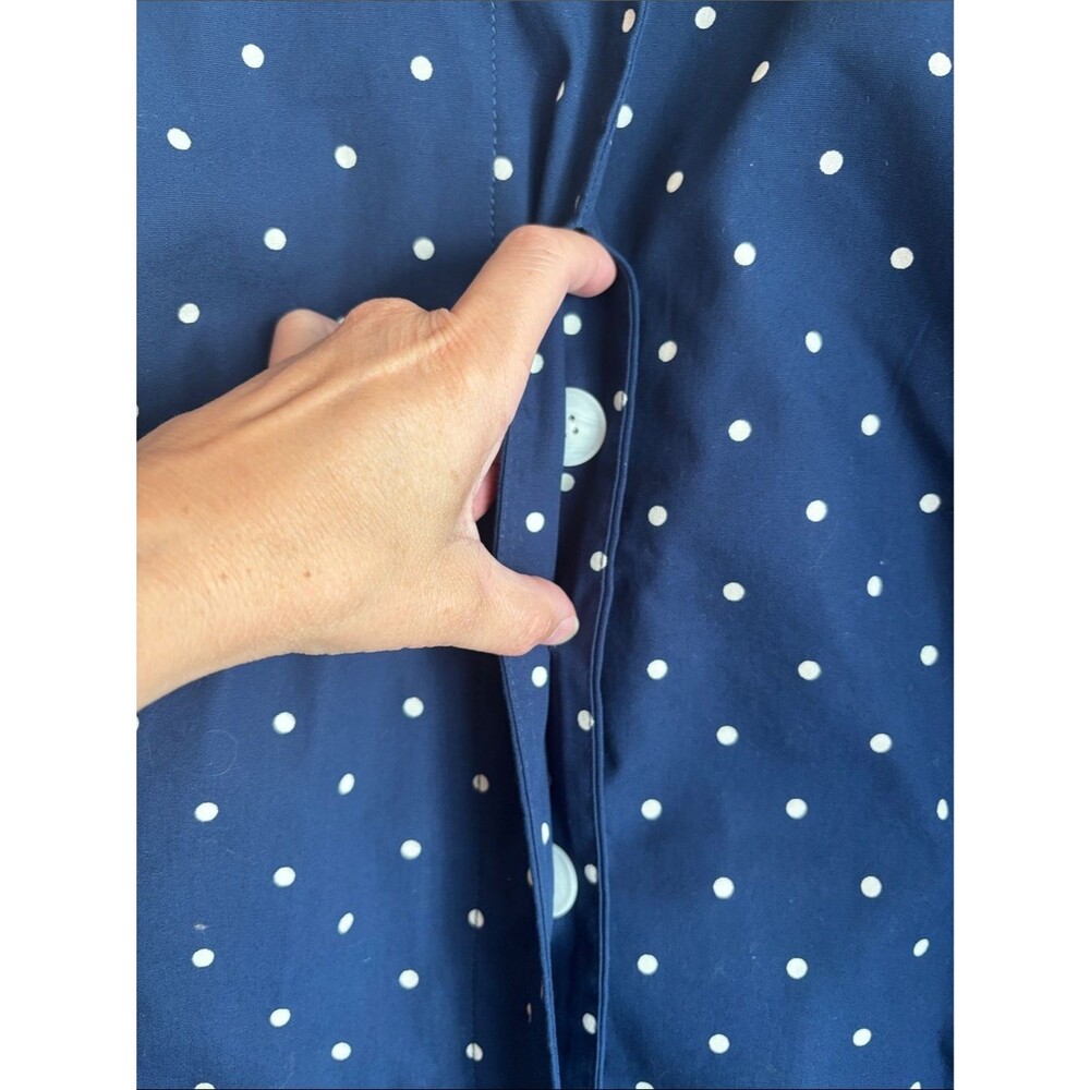 Talbots DOT-PRINT COTTON MAC Navy White Polka Dot Coat trench Womens 12 EUC cute - Picture 8 of 14